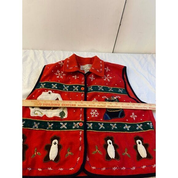 New Direction Plus Wool Blend Christmas Holiday Vest #94153 Bears Gingerbread Ho - Picture 6 of 7
